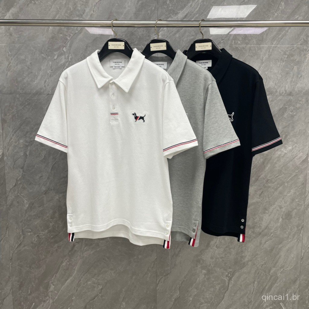 YFTU New Spring/Summer Style with Puppy Embroidery on the Chest and Turn-down Collar polo Pique cotton shirt, casual and