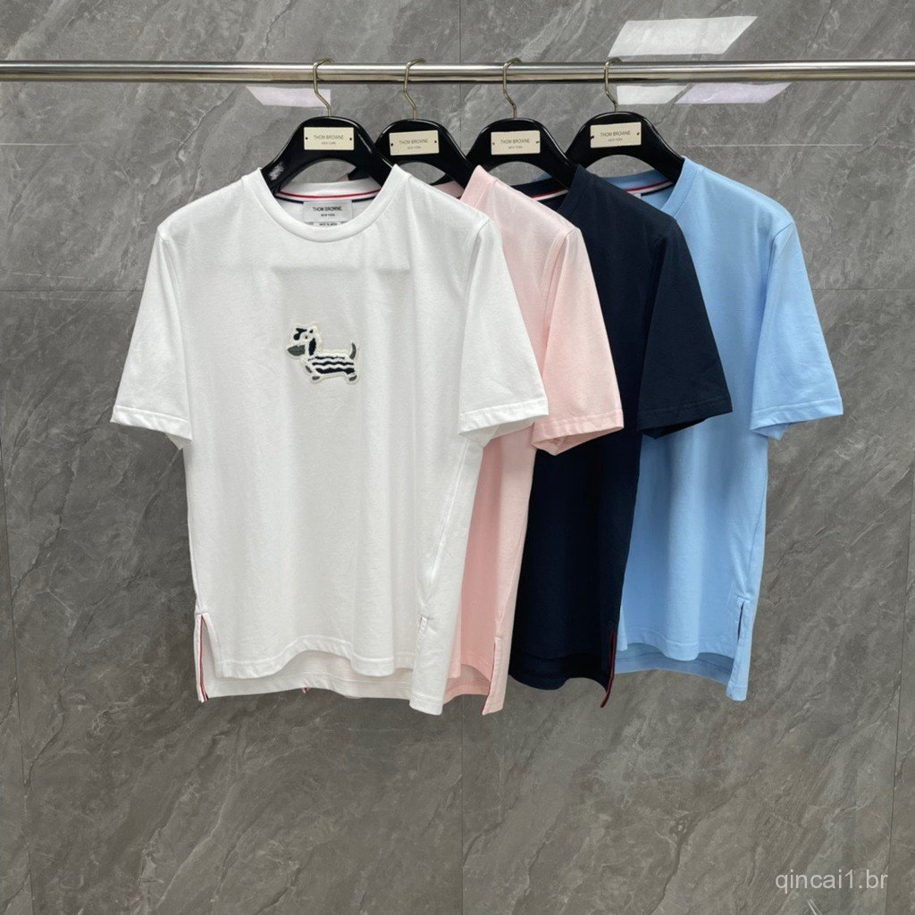0BO2  New Spring/Summer Short-Sleeve T-Shirt with Lion Dog Embroidery on the Chest T Unisex casual trendy shirts