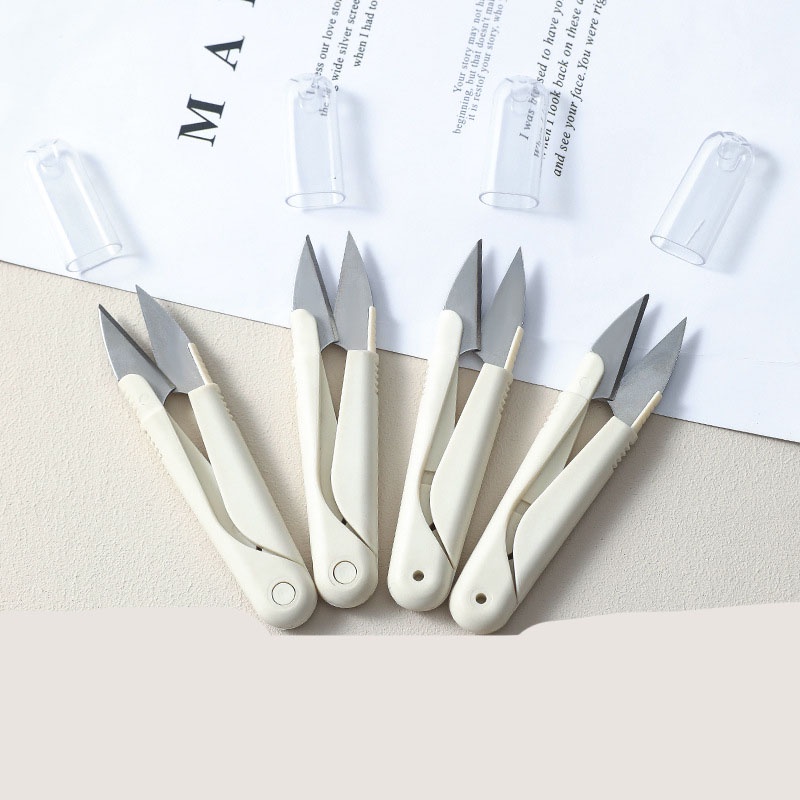 Stainless Steel Spring Scissors with Cover Portable Thread Head Fish Thread Sewing Scissors Embroidery Tailor's Scissors
