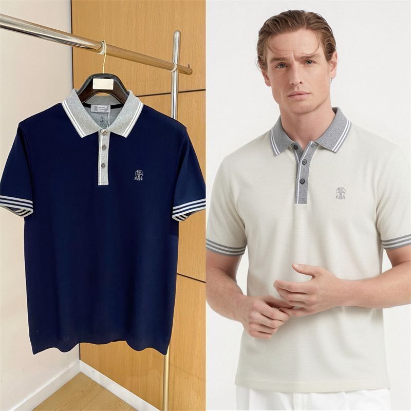 3MRI Italian-style spring-summer new men's old money fashion embroidery logo Collared button-up casual short-sleeve shir