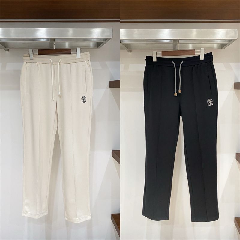 8VW7 Spring and summer new men's classic fashion elastic waist drawstring embroidery logo Straight-leg casual pants are