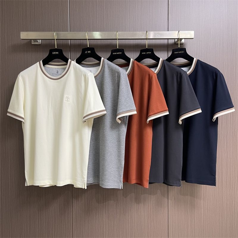 2SC4 Spring and summer new men's old money style fashion versatile embroidery logo Striped casual short sleeve shirt T T
