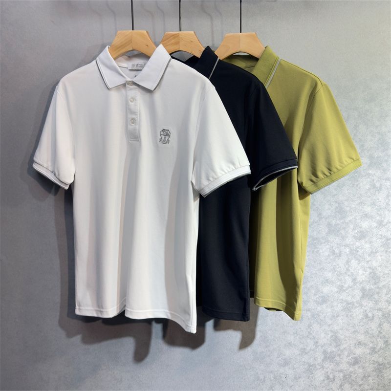YFX4 Spring and summer new men's old money style lapel button embroidery logo Business casual short sleeve shirt POLO Sh