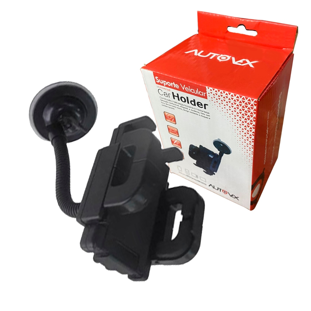 Suporte Universal De Celular GPS Veicular Ajustável Colar No Vidro