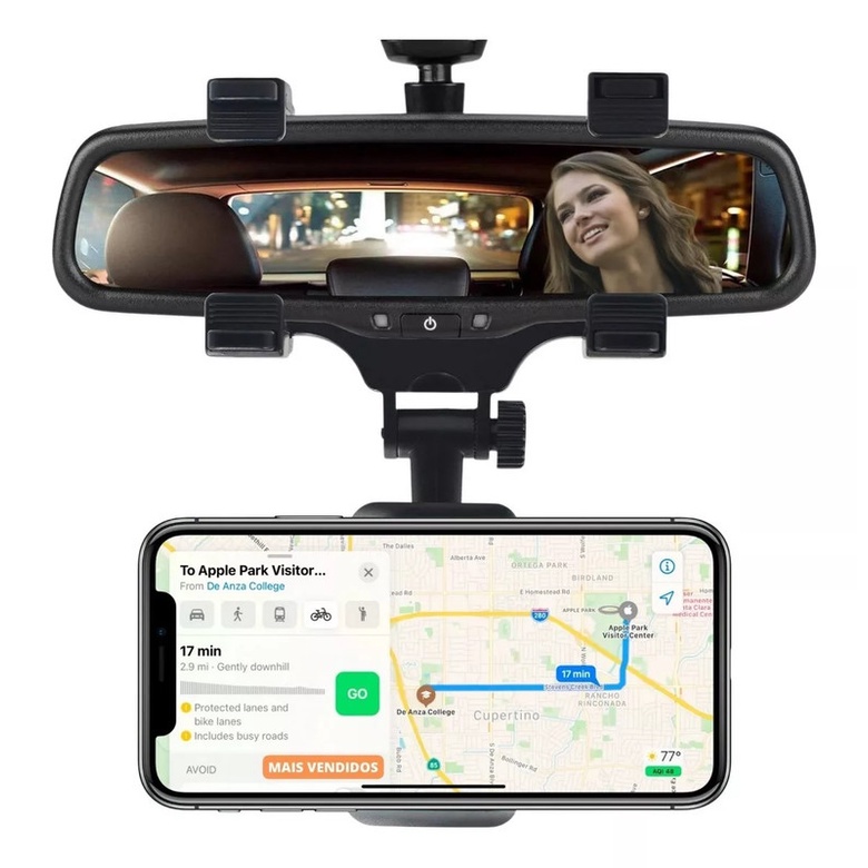 Suporte Veicular Para Celular No Retrovisor Carro Universal