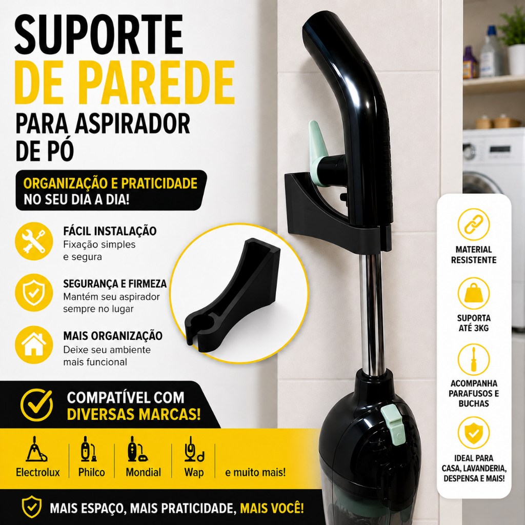 Suporte de parede universal para aspirador de pó | mop spray rodo | reforçado