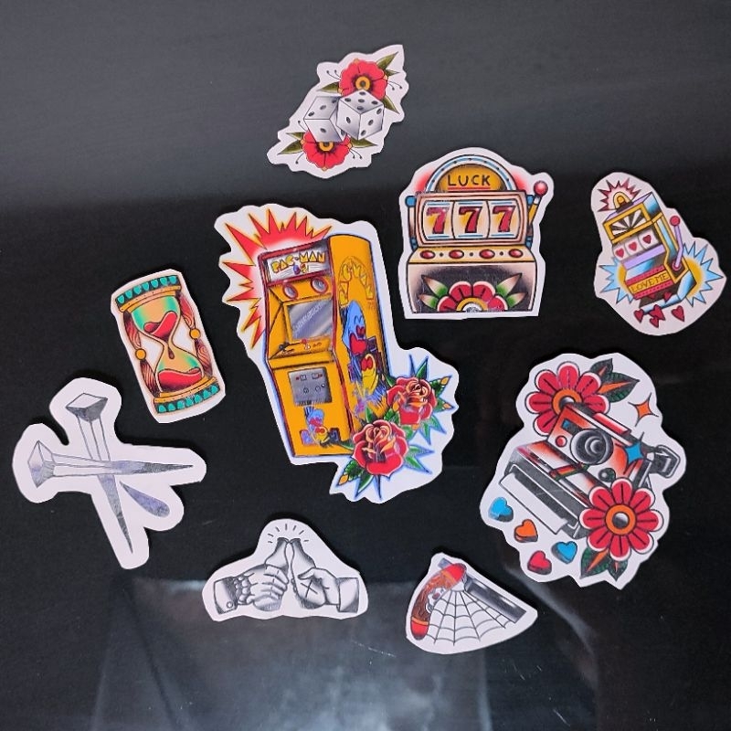 Pack Stickers- Adesivos Tatuagem tattoo Old School Impermeável - Personalização Notebooks -
