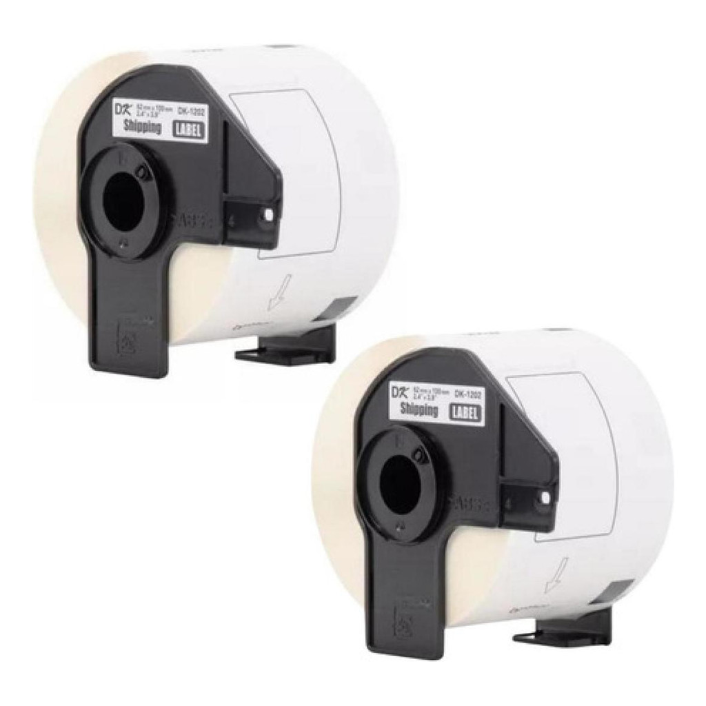 2 Rolos Etiqueta Compatível Brother DK-1202 c/ Suporte | 1/2/3/4 Packs | Acabamento Premium