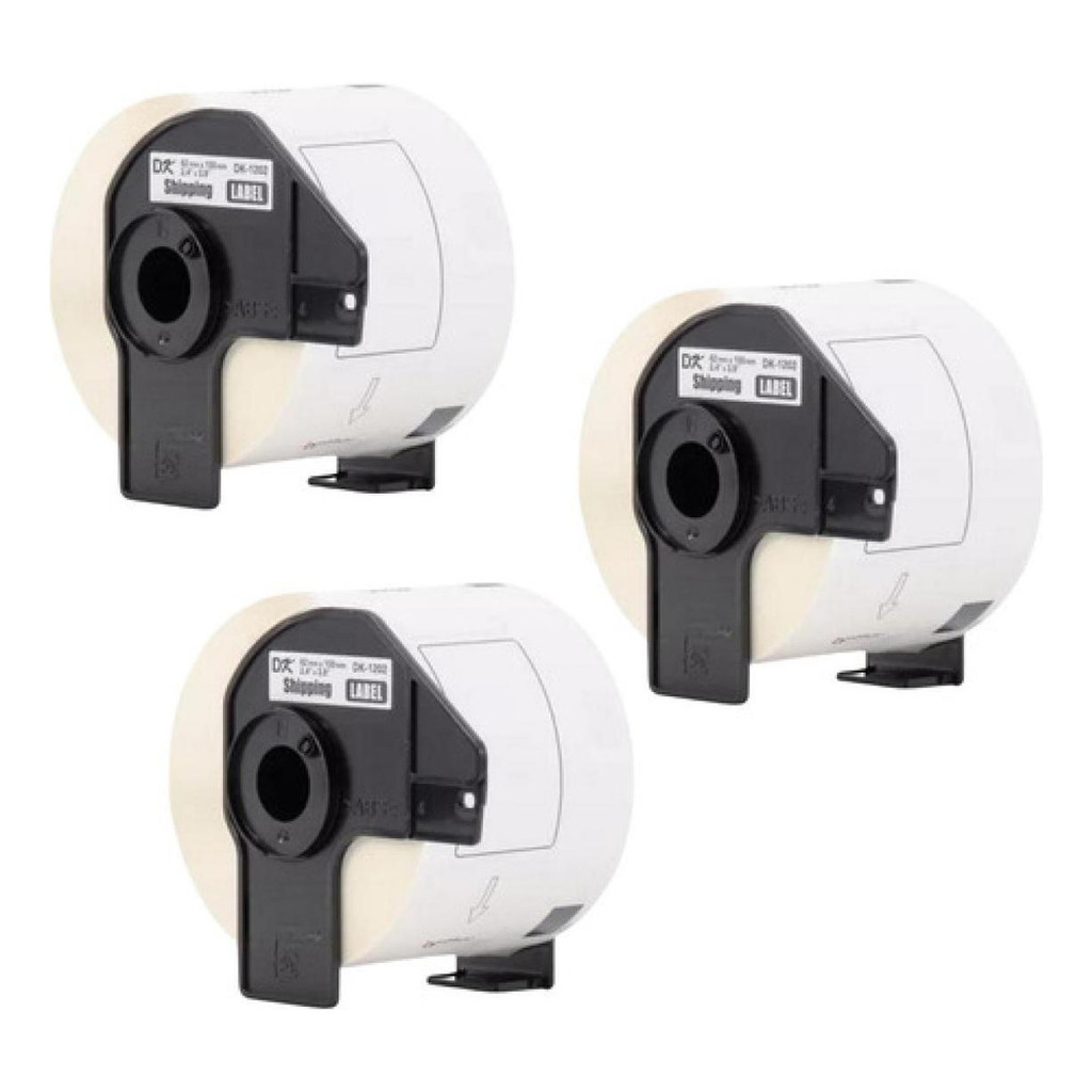 3 Rolos Etiqueta Brother DK-1202 Compatível c/ Suporte | 1/2/3/4 Packs | Pronta Entrega