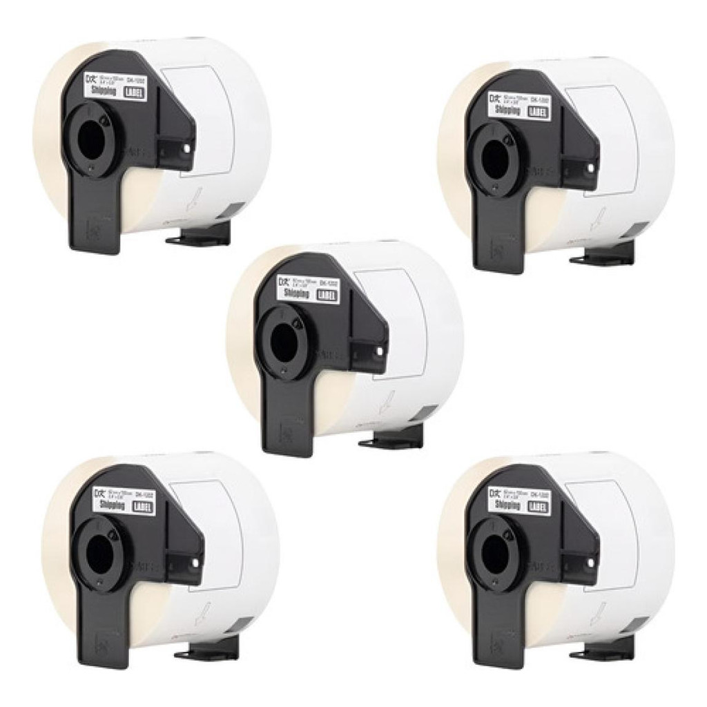 5 Rolos Etiqueta Brother DK-1202 c/ Suporte | 1/2/3/4 Packs | Compatível | Praticidade
