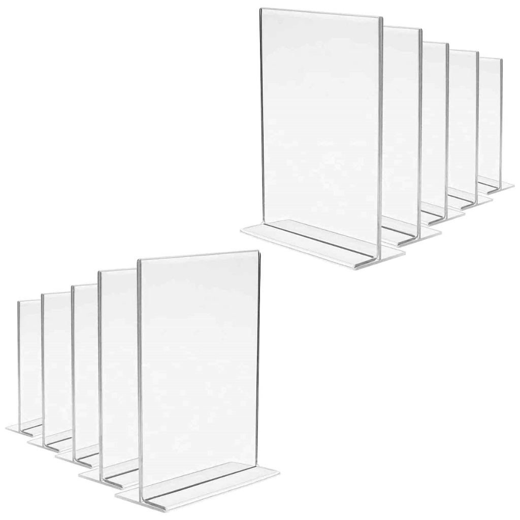 Pack com 10 Display Expositor Acrilico PS Cristal T Tamanho A6 10x15cm Vertical