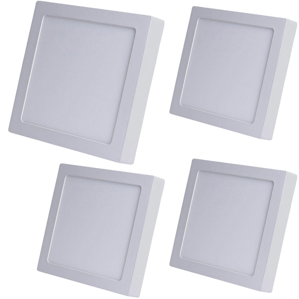 Kit 4 Painel Plafon Led 24w Sobrepor Quadrado 30Cm Branco Quente 3000K - Design Moderno e Econômico