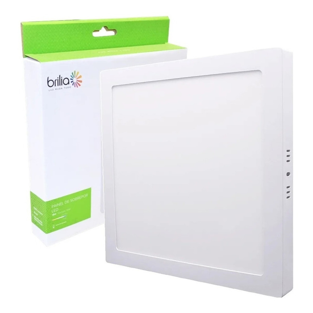 Painel Led Sobrepor 30Cm Quadrado 24W Quente 3000K