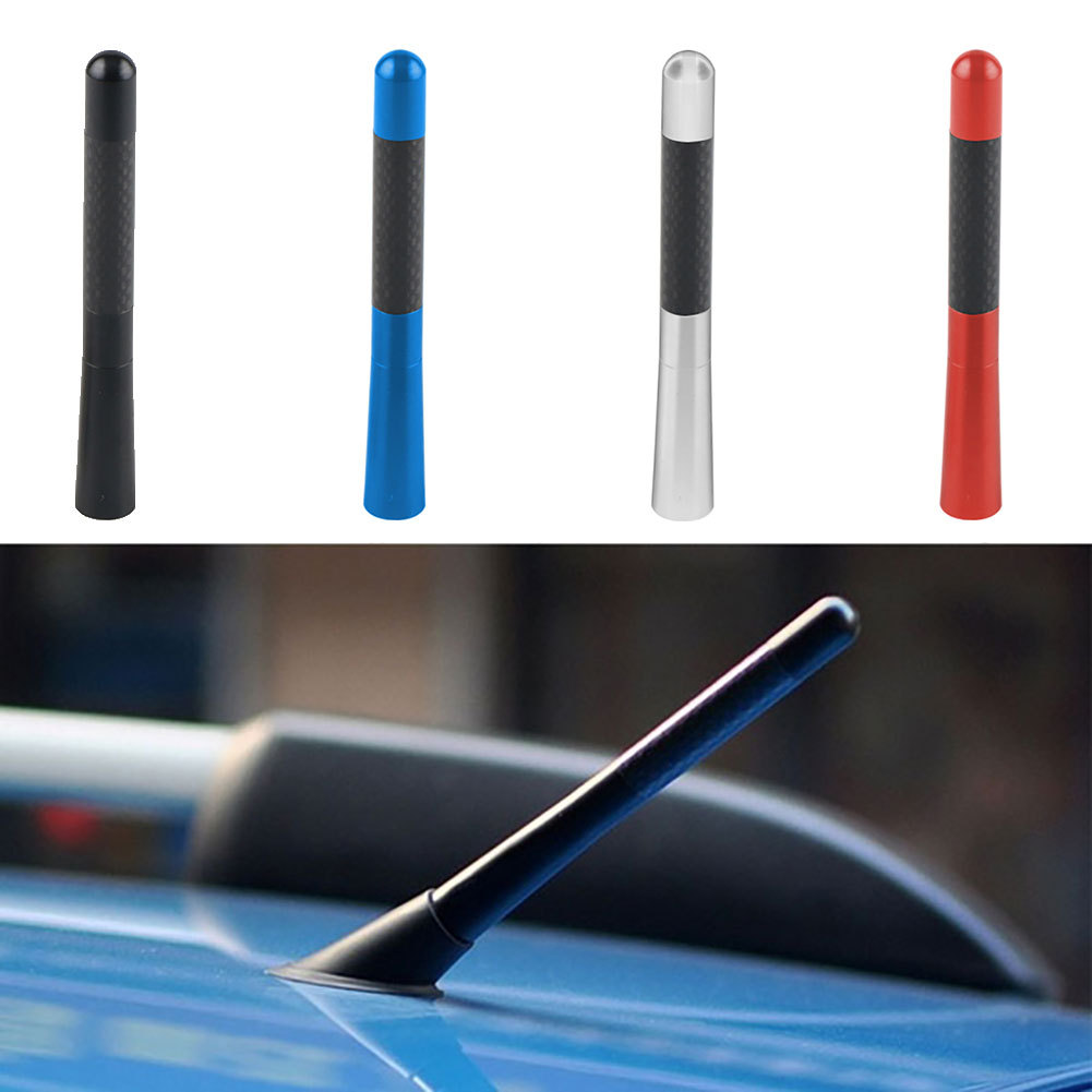GA-12cm Universal Fibra De Carbono Metal Auto Car Roof Antena Curta Rádio FM