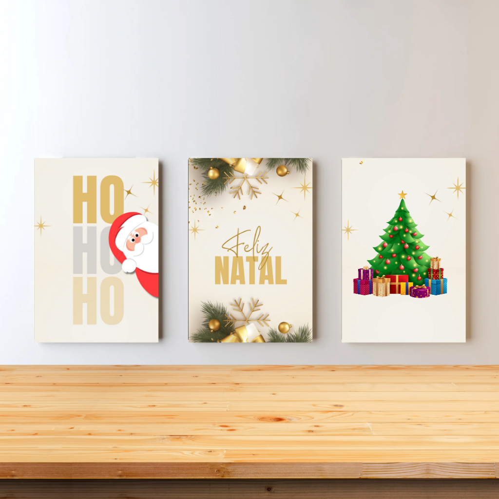 Kit Quadro Decorativo Feliz Natal - Placa MDF 20x28cm PAPAI NOEL