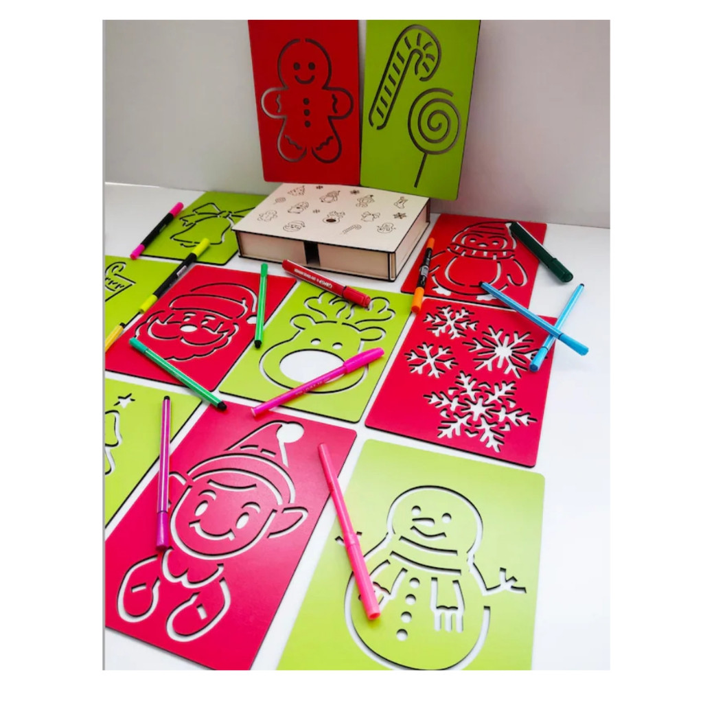 Kit 12 Peças Moldes Placas de Natal em MDF 3mm CRU com Caixa