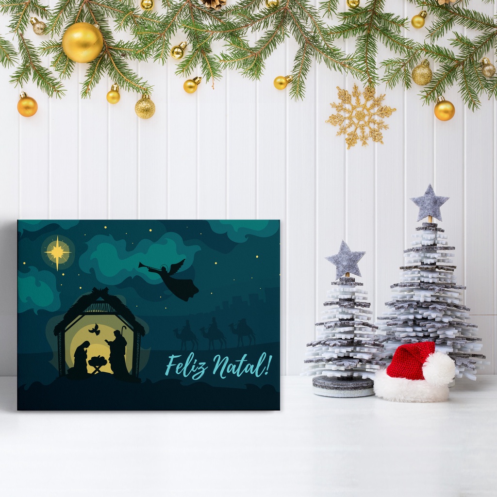Decoração de Natal Presépio Noite de Natal Placa MDF 40x60cm