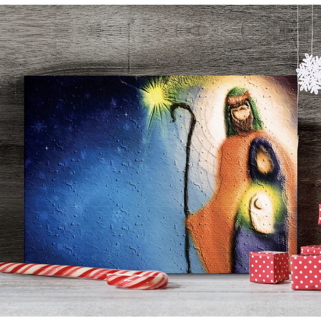 Decoração de Natal Presépio em Pintura Placa MDF 40x60cm