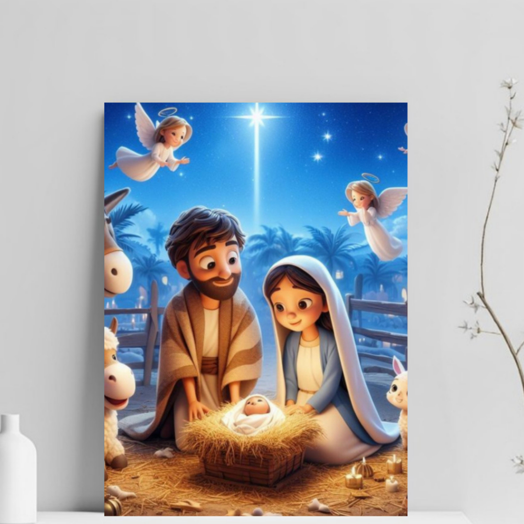 Quadro Decorativo Feliz Natal - Placa MDF 20x28cm infantil nascimento de jesus