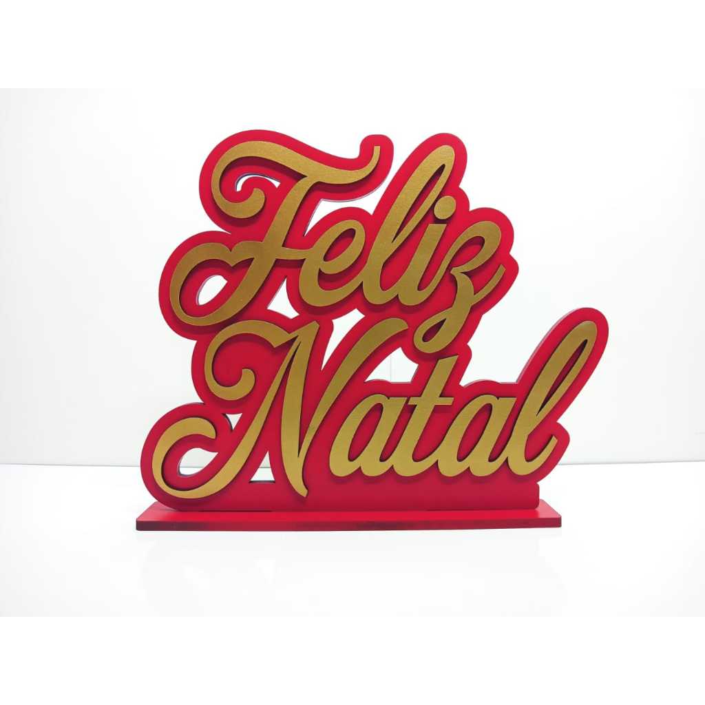 Placa Decorativa Feliz Natal produzida em MDF 6mm Decoração de Mesa posta Festa de Natal