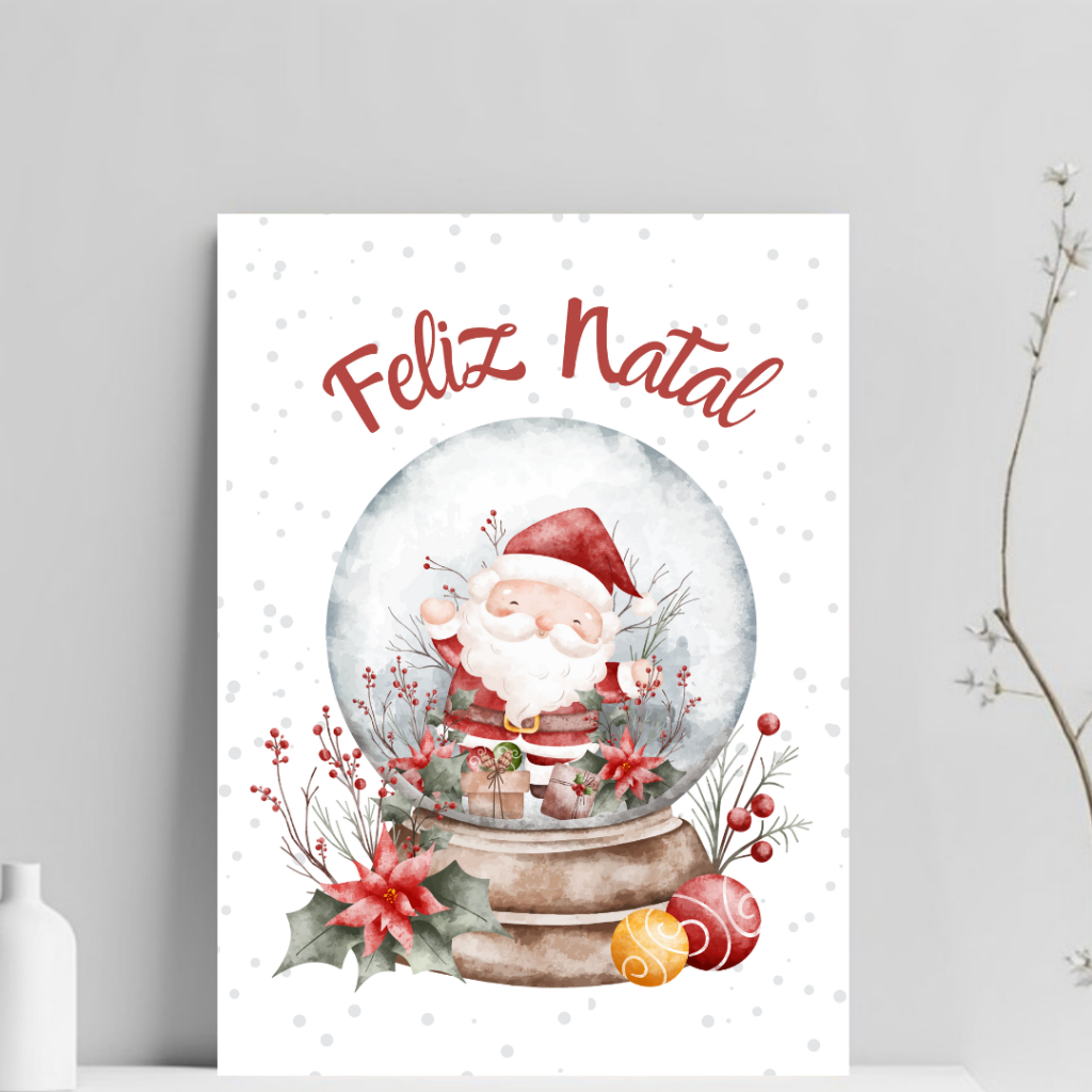 Quadro Decorativo Feliz Natal - Placa MDF 20x28cm Papai Noel