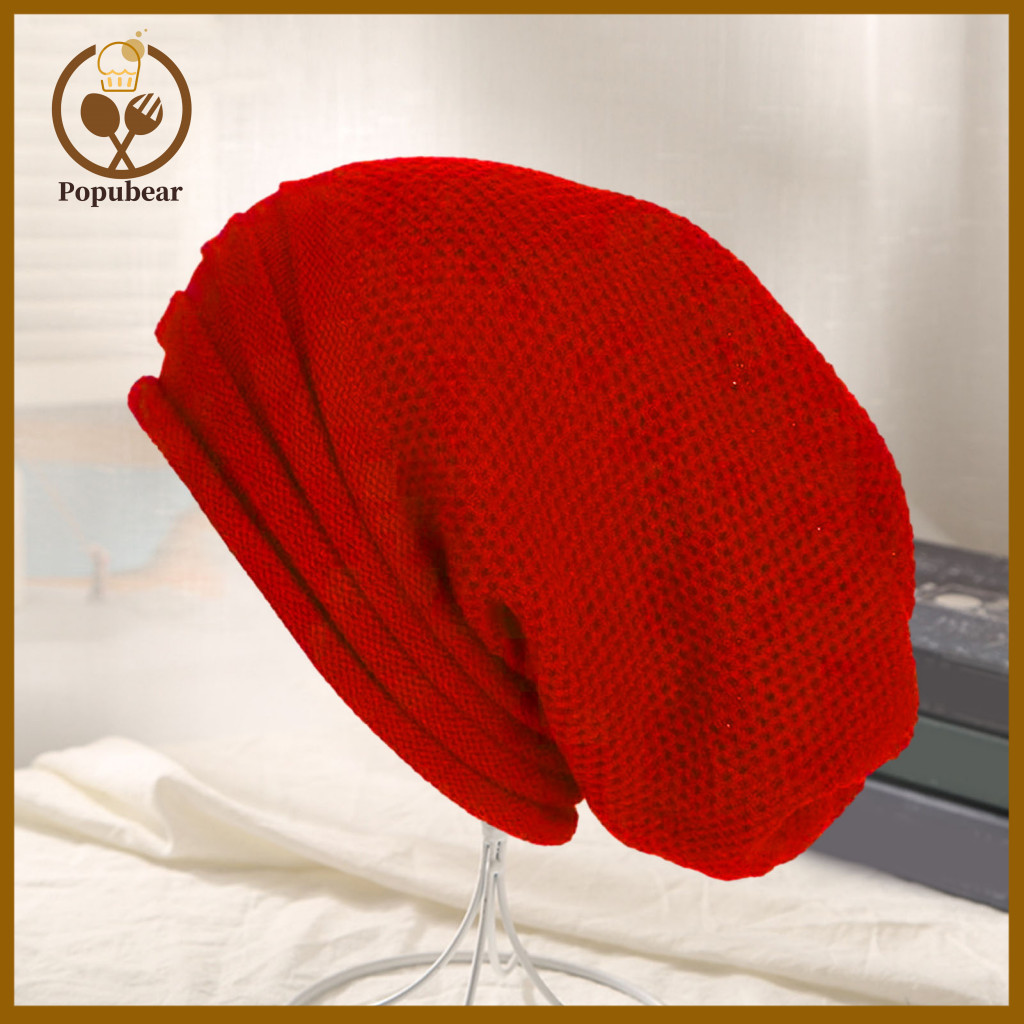 Elastic Knitted Hat Baggy Cap Unisex Fall Winter Beanie Soft Warm Fit Windproof Washable Cozy Solid Color for Men Women