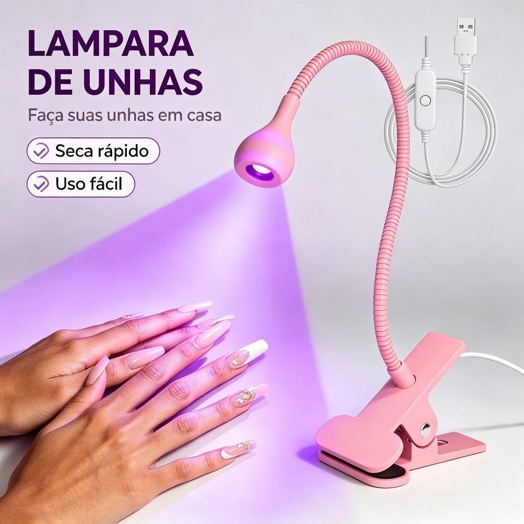 USB UV Ultraviolet LED Manicure Light with Clip-on Galaxy Fixation on Any Surface