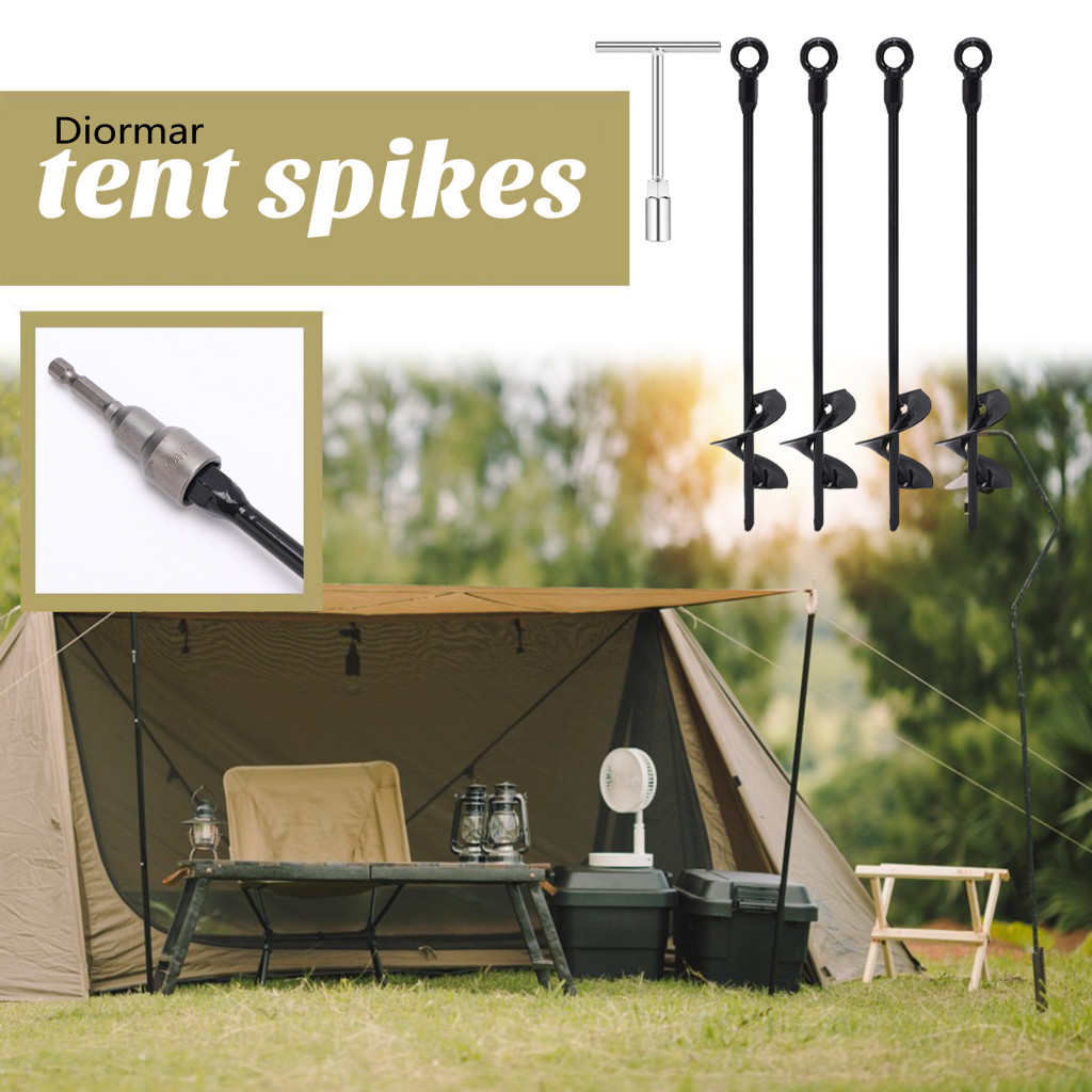 Anti-rust Tent Stakes for High Winds 4pcs Heavy Duty Spiral Ground Anchors with Coating Stable Fixation for Trampolines