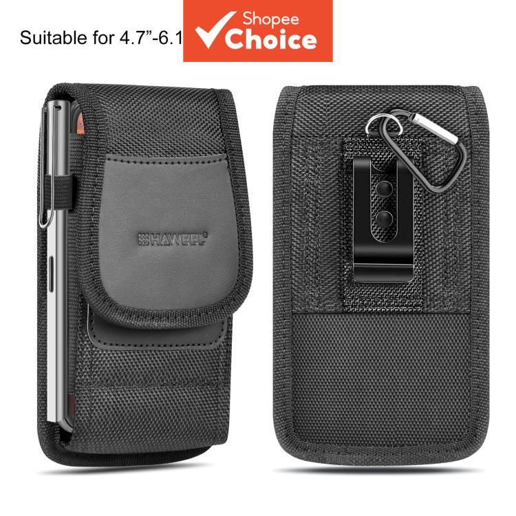 HAWEEL Suporte de cinto para celular de 4,7 a 6,1 polegadas, bolsa de nylon com porta-cartão (preto)