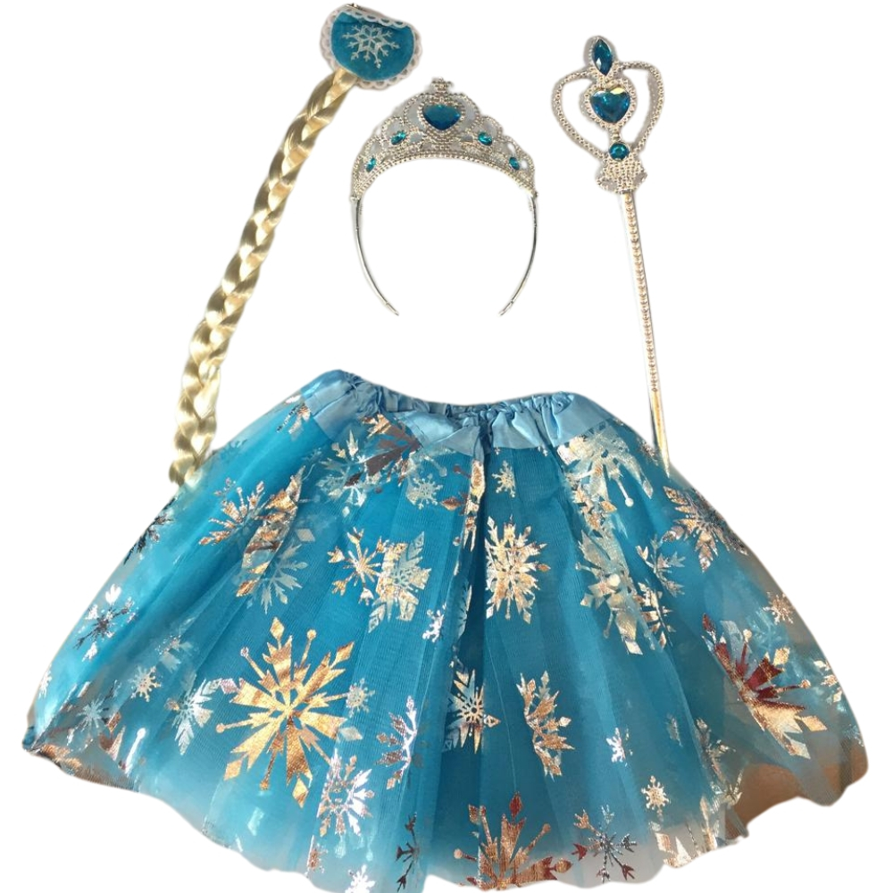 Kit Saia de Tule Com Acessórios Frozen Fantasia Festas Carnaval Halloween Crianças Barato