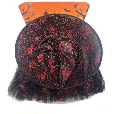Kit Bruxa com Saia Tule Preto Com detalhes Vermelho Acessório Fantasia Halloween Assustador