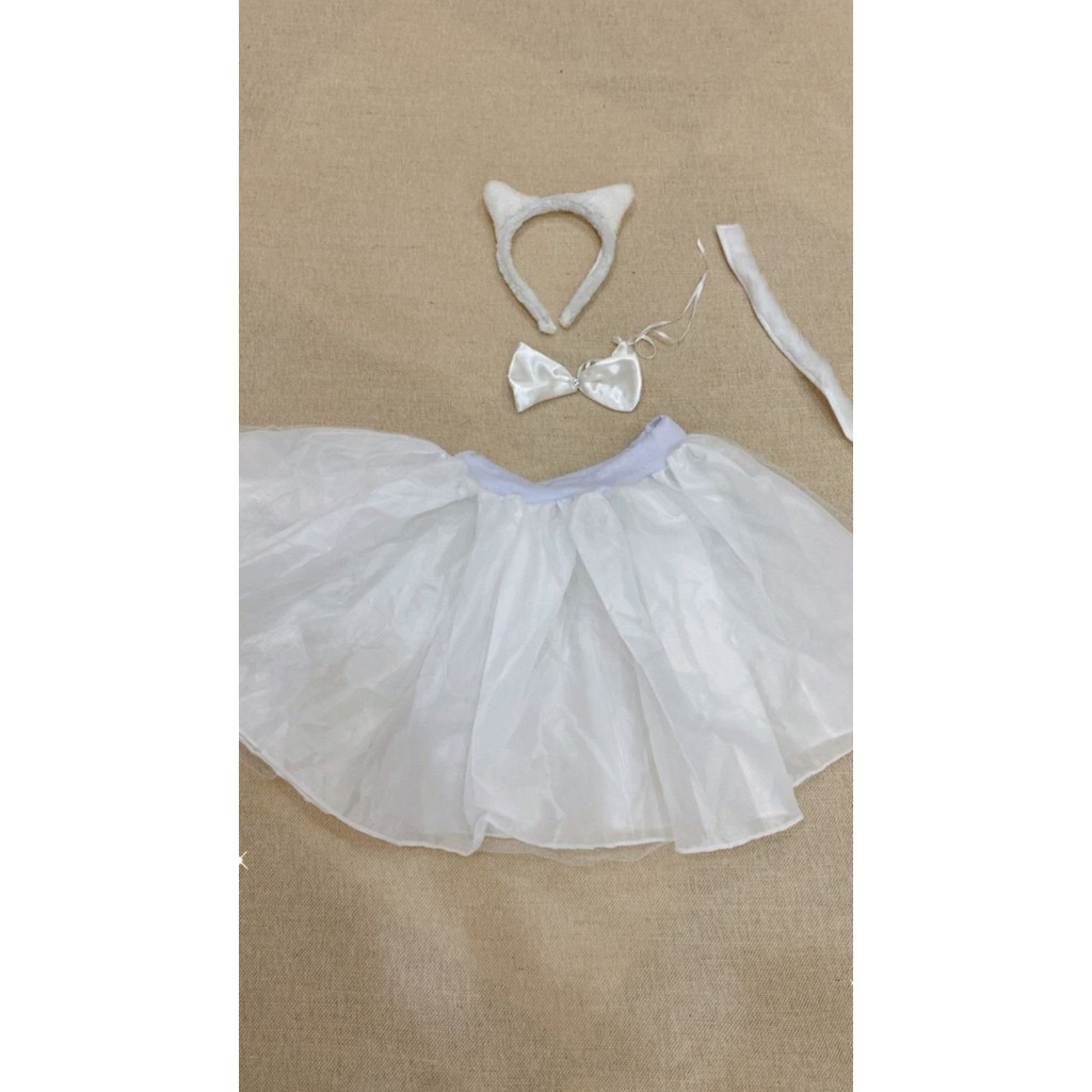 Kit Saia de Tule e Acessórios Gatinha