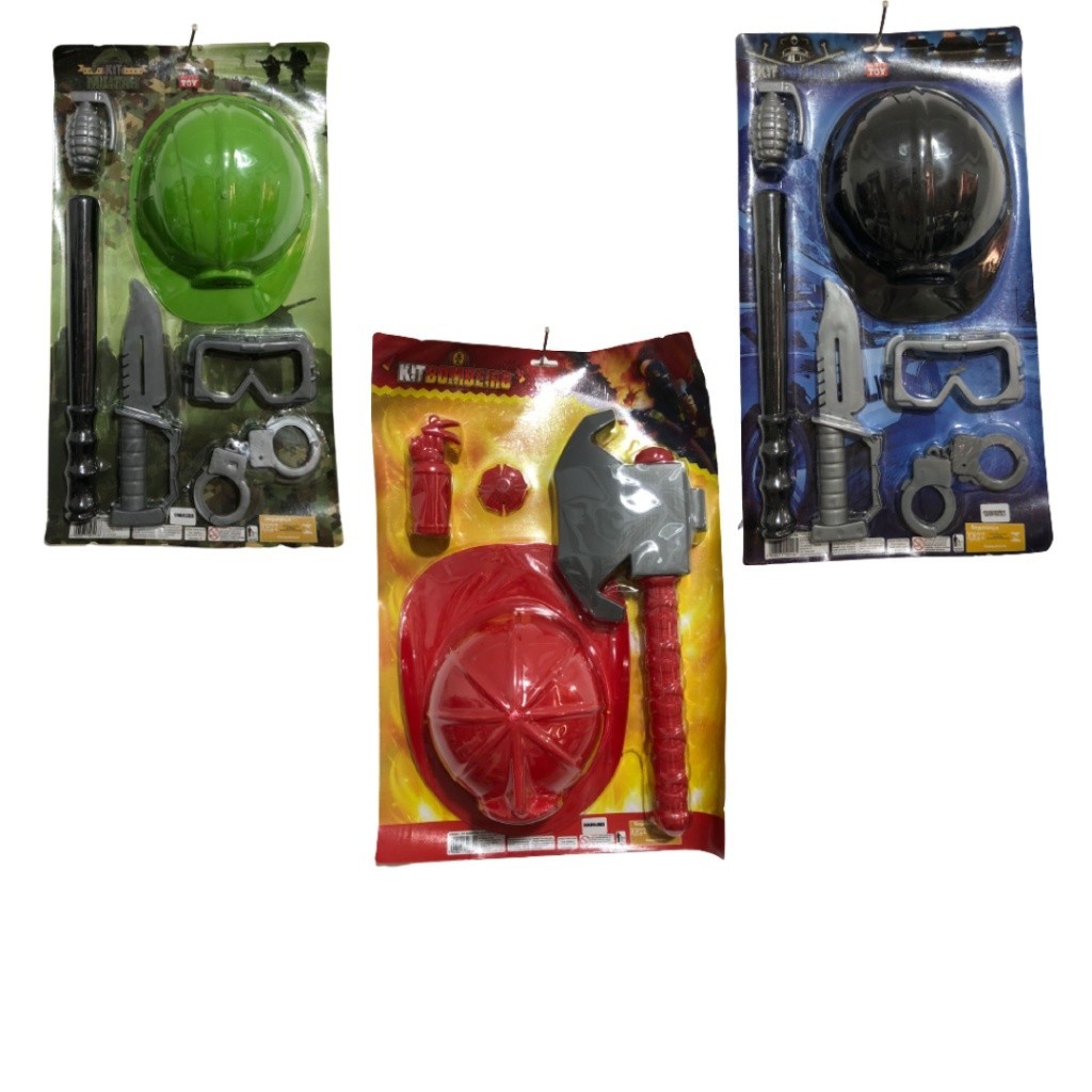 KIT Acessórios Infantil - Master Toy 3 Modelos, Bombeiro, Militar e Policial