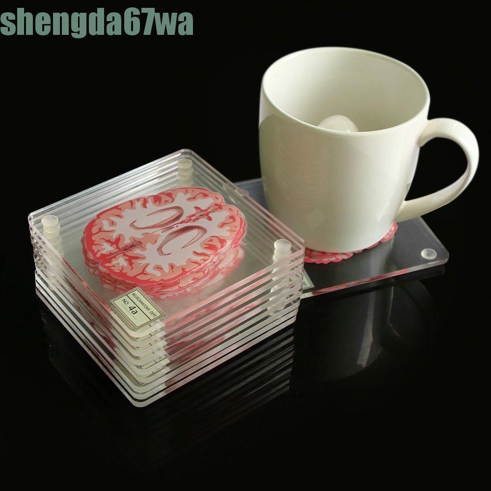 SHENGDA Cup Mat Fatias Conjunto De Arte Cerebral Porta-Copos De Mesa De Vidro De Órgão