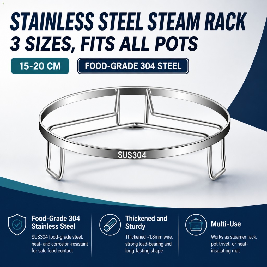 Rack De Vapor De Aço Inoxidável 304 De Qualidade Alimentar Engrossado Redondo Vaporizador Trivet Multiuso Suporte De Pan