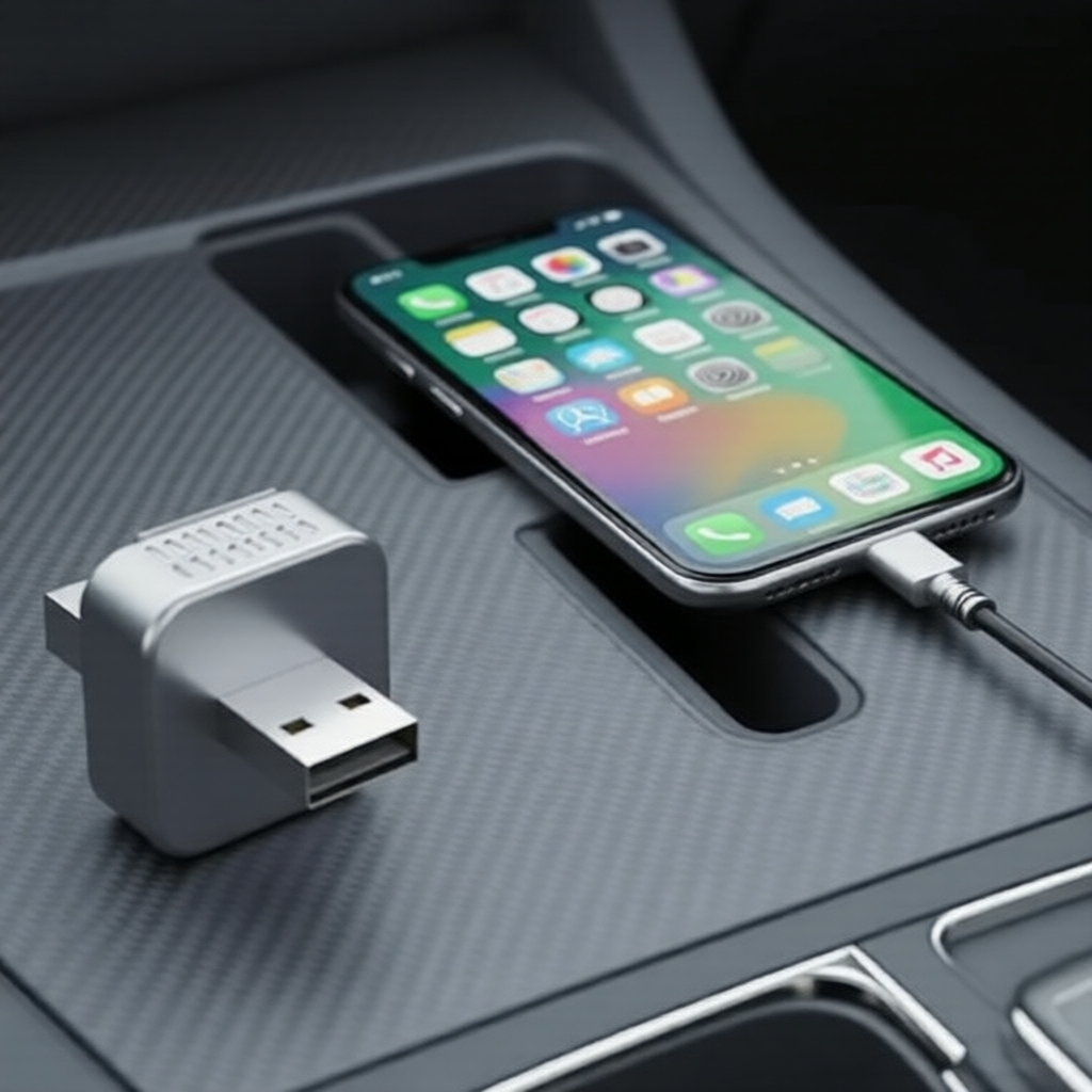 Plug-and-Play Dongle Wireless CarPlay para iPhone, Adaptador com Fio para Sem Fio, Reconexão Automática, Compacto