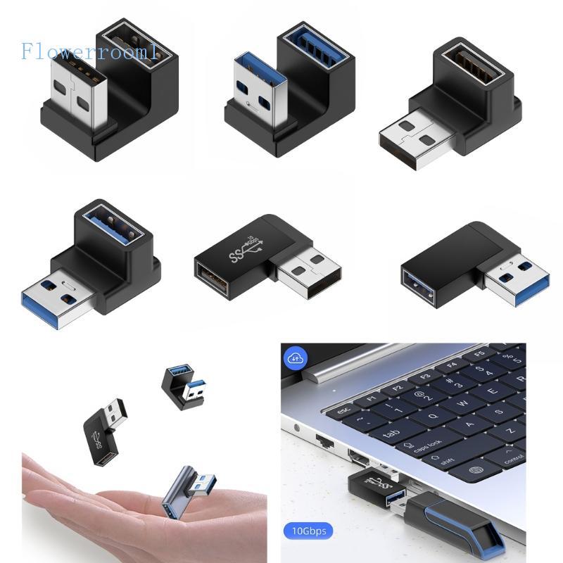 Flowerroom1 USB Para Fêmea Ângulo Esquerdo Adaptador 90 Graus USB3 0 Cotovelo