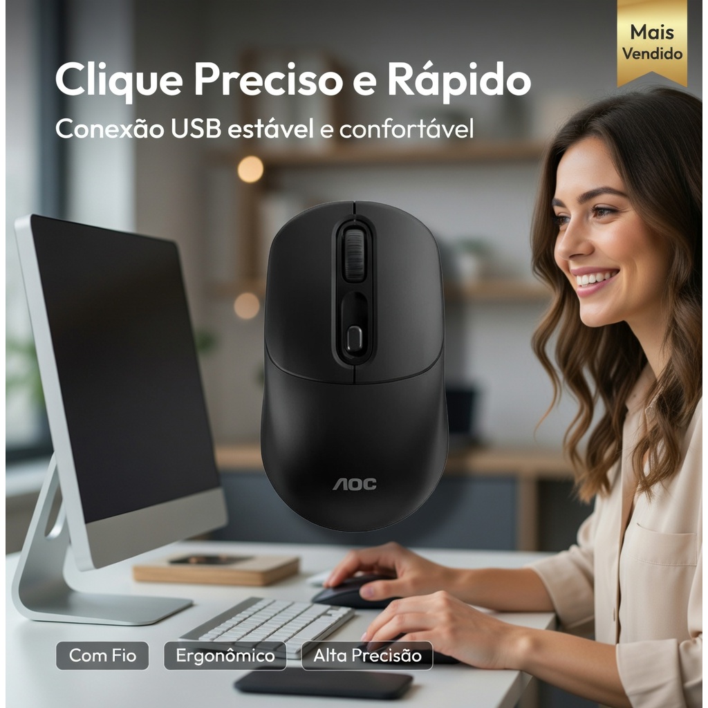 Mouse Sem Fio Bluetooth USB 1600 DPI Ergonômico Portátil Notebook PC Silencioso Alta Precisão