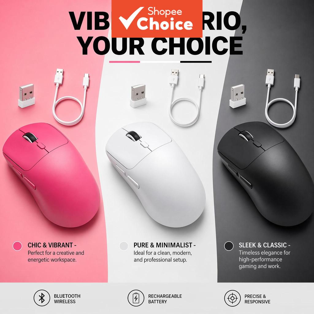 Mouse Ergonômico Sem Fio M348, 65g, Conexão Dupla Bluetooth e 2.4G, 800 1200 1600 DPI, Recarregável, para Jogos e