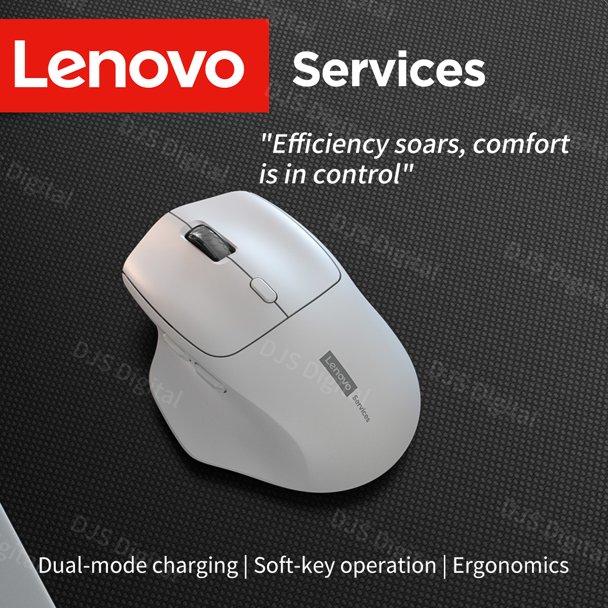Lenovo Mouse Sem Fio Ergonômico 500mAh Recarregável 2.4GHz Bluetooth Mudo Escritório Ratos 3D Roda De Rolagem 1600 DPI A