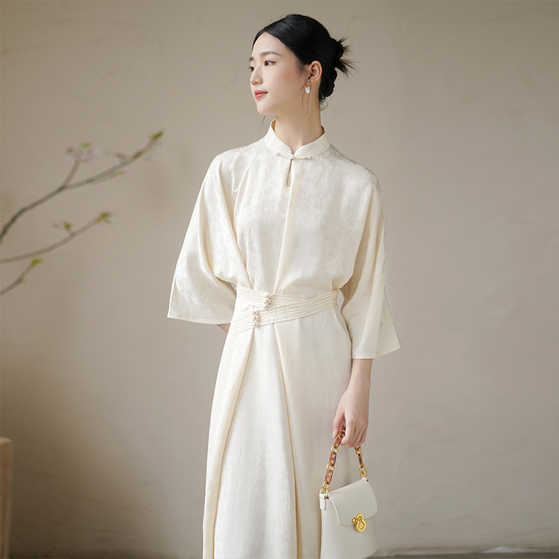 [GHGl] Design Sense Melhorado Cheongsam Mulheres 2023 Primavera Verão Novo Estilo Gota de Água Gola Cinto Novo Estilo Ch