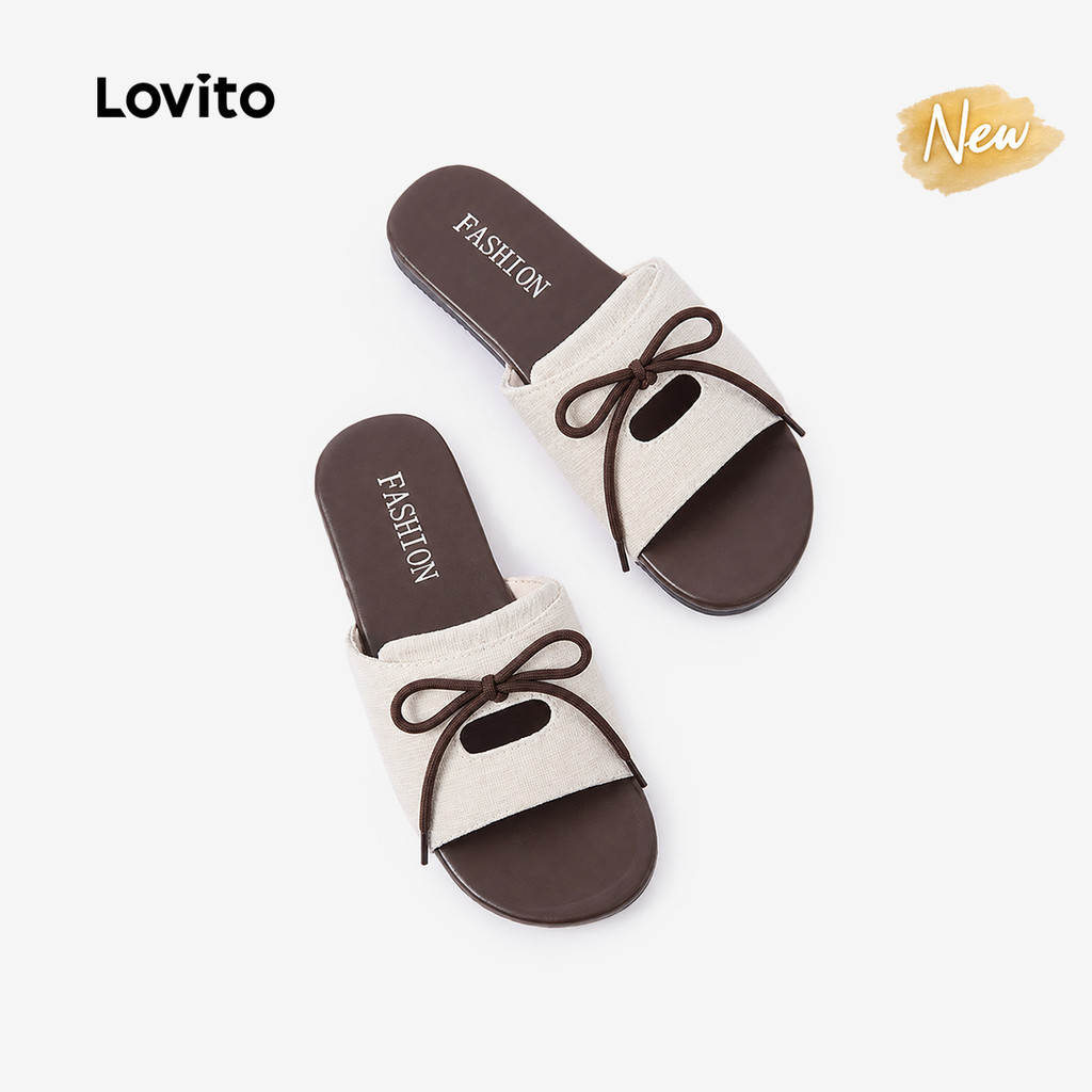 (New Arrival) Lovito Sandálias Planas Femininas De Luxo Leve Com Design Casual De Bico Aberto Sense FSFB127FX024
