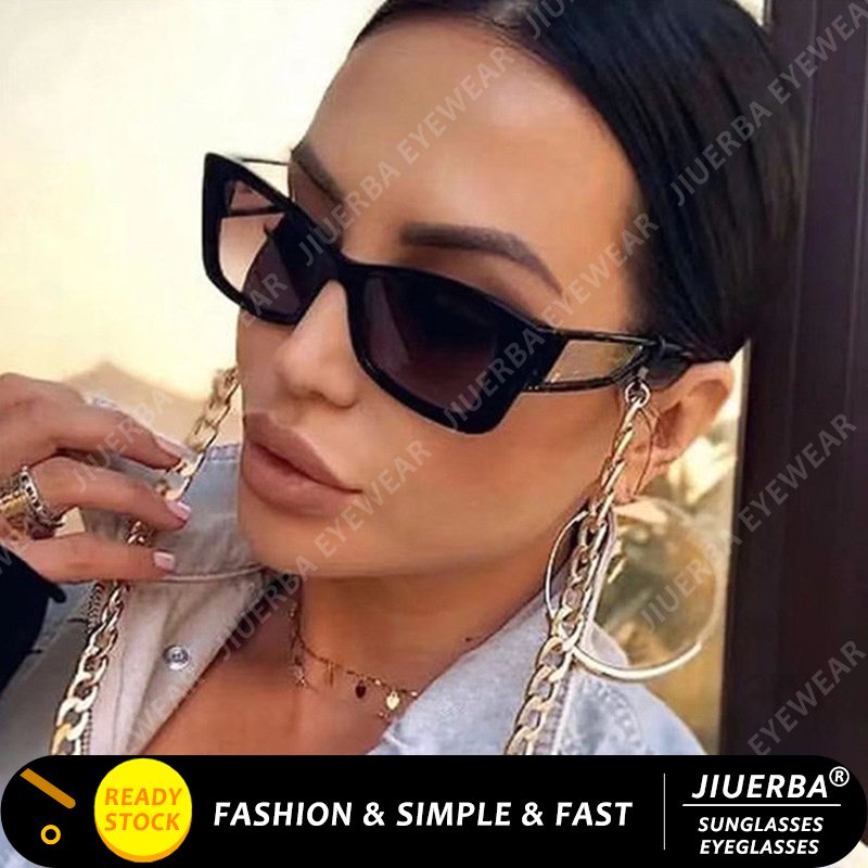 (JIUERBA) Óculos De Sol Vintage Fashion Babes Sunshade Western Cat Eye Design Sense Femininos