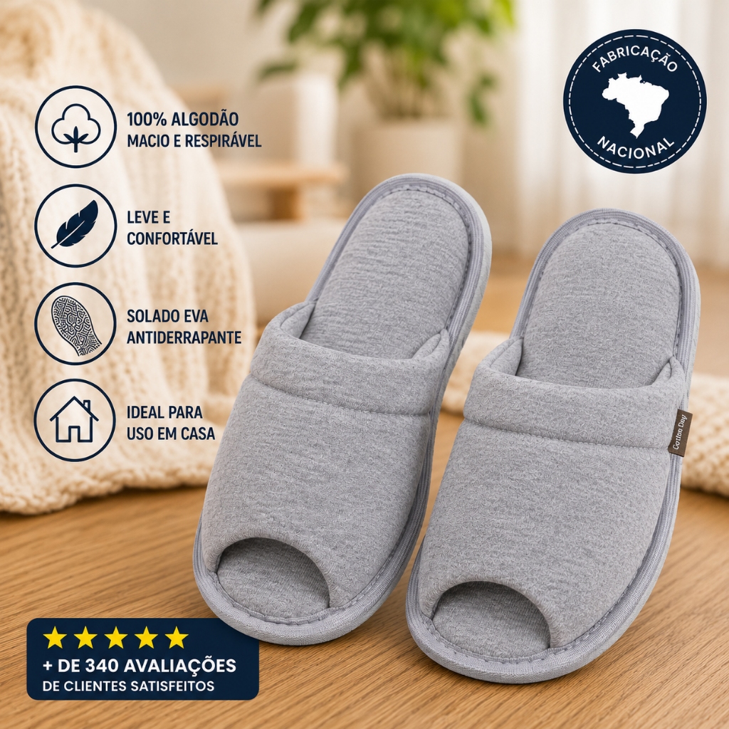 Pantufa Masculina Chinelo de Quarto Aberto Verão Macia e Confortavel