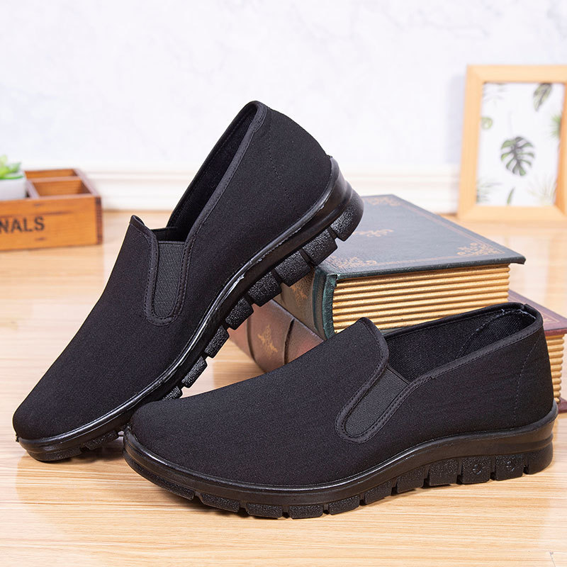 Yan velho pequim sapatos de pano masculino preto sapatos de trabalho de meia-idade idosos sapatos casuais poliuretano so