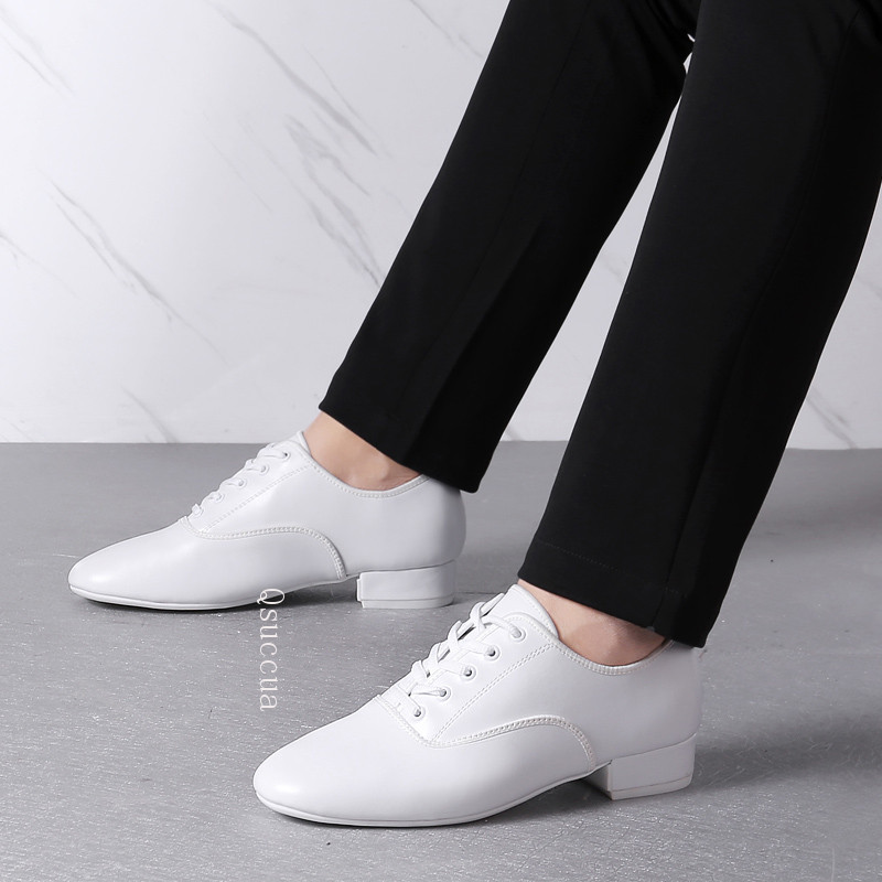 Sapatos De Dança Masculinos Couro Oxford Pano Latina Quadrada Salão Marinheiro