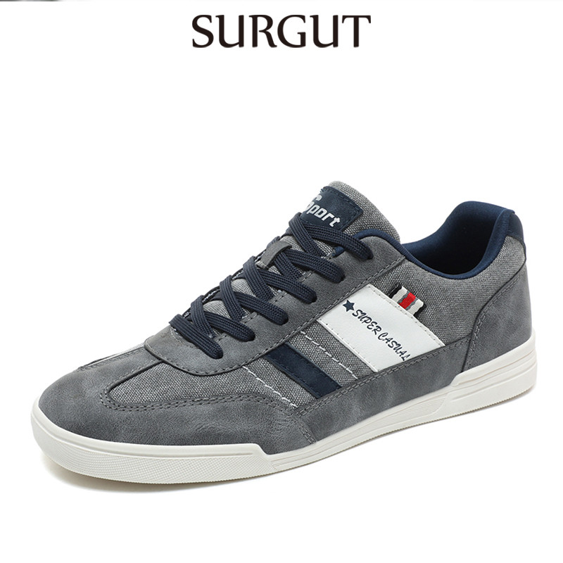 SURGUT Primavera Outono Sapatos Casuais Masculinos Denim Pano Rua Tendência Moda Masculina Leve Rendas Até De Skate Tama