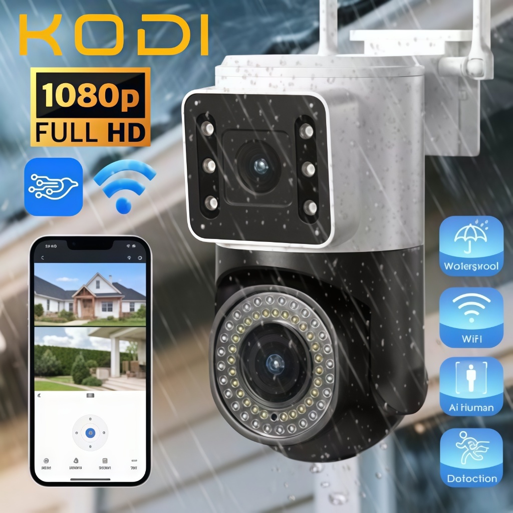 Câmera de Segurança Wi-Fi Externa 6MP Dual Lens - PTZ 360° Visão Noturna - Sirene À Prova D'água-G1