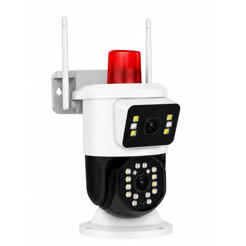 Câmera de Segurança IP Wifi Externa Dual Lens Lente Dupla Giro PTZ Giro 360° Sirene Luz Estroboscópica Visão Noturna b