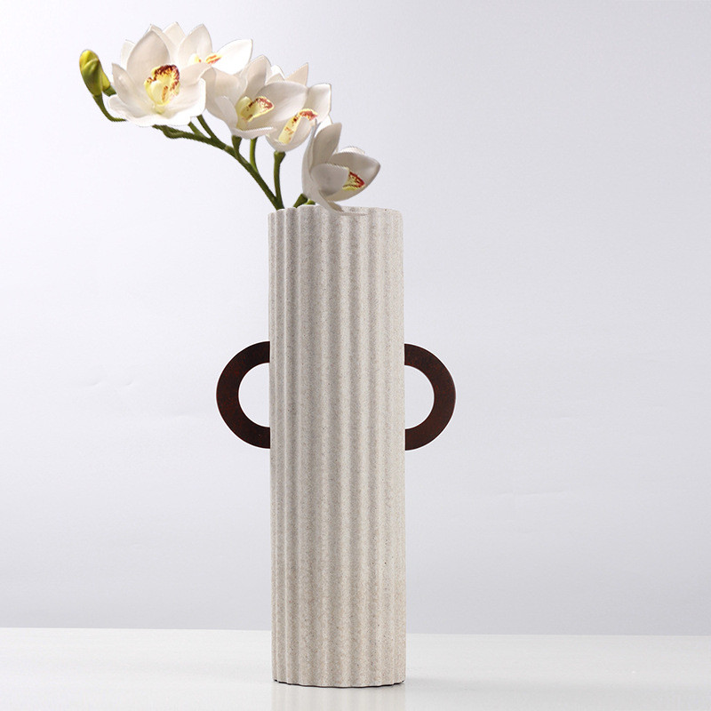 Nordic Creative Double-Handle Vase Ornament Modern Minimalist Living Room Bedroom Dry Flower Arrangement Desktop Flower